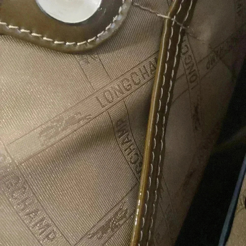 LONGCHAMP Brown Tortoise Patent Leather Large Roseau Toggle Tote - Picture 9 of 14